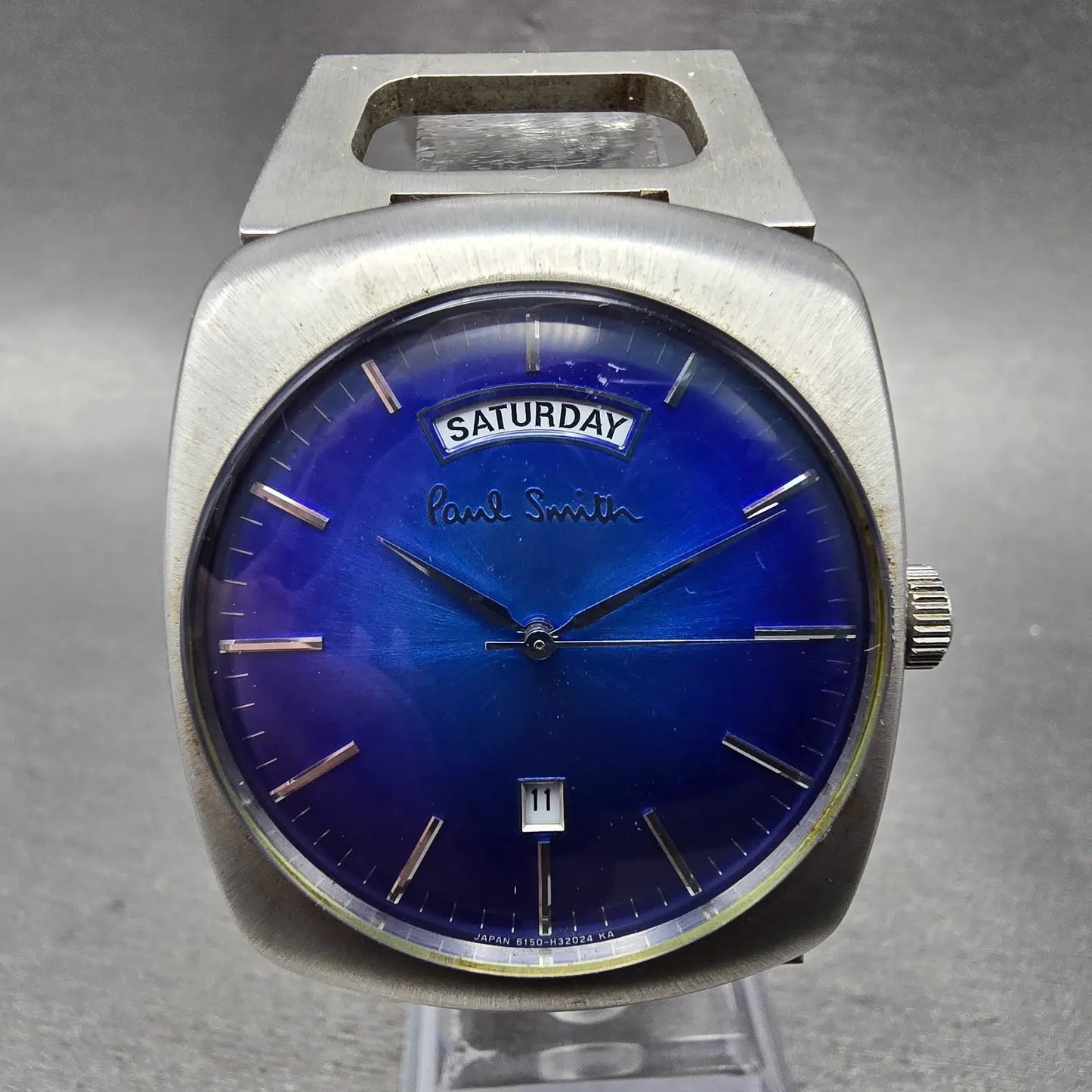 Paul Smith Watch Men 36mm Blue Dial Silver Tone Daydate Round New Battery0