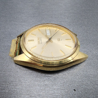 Seiko SQ Watch Men 36mm Champagne Dial Gold Tone Daydate Round 43368089 PARTS4