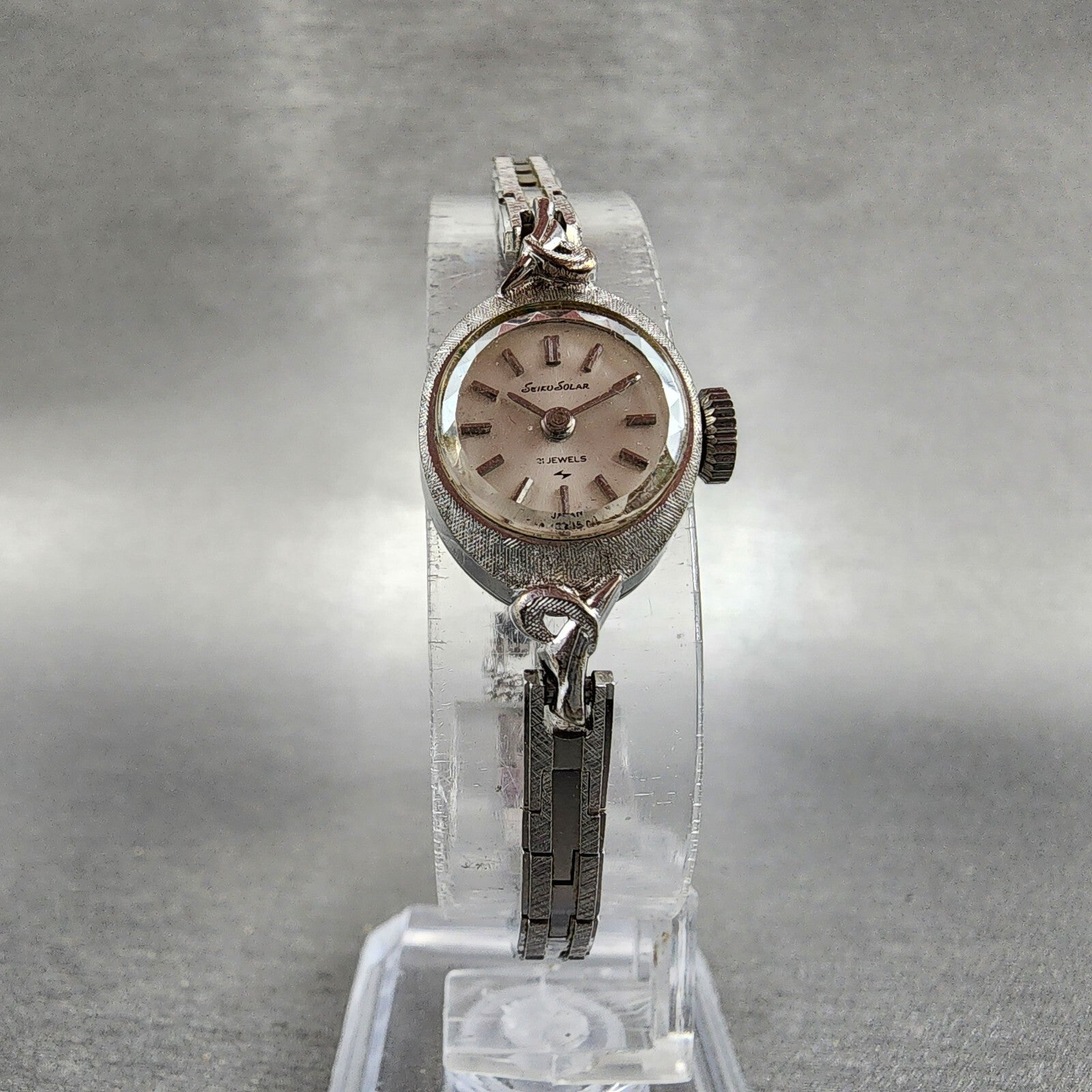 Seiko Solar Watch Women 15mm White Dial Gold Plated Manual Wind 100670 Runs5