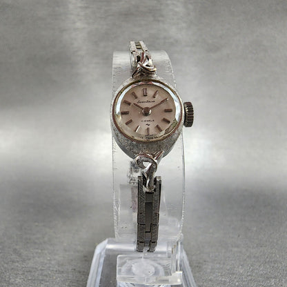 Seiko Solar Watch Women 15mm White Dial Gold Plated Manual Wind 100670 Runs5