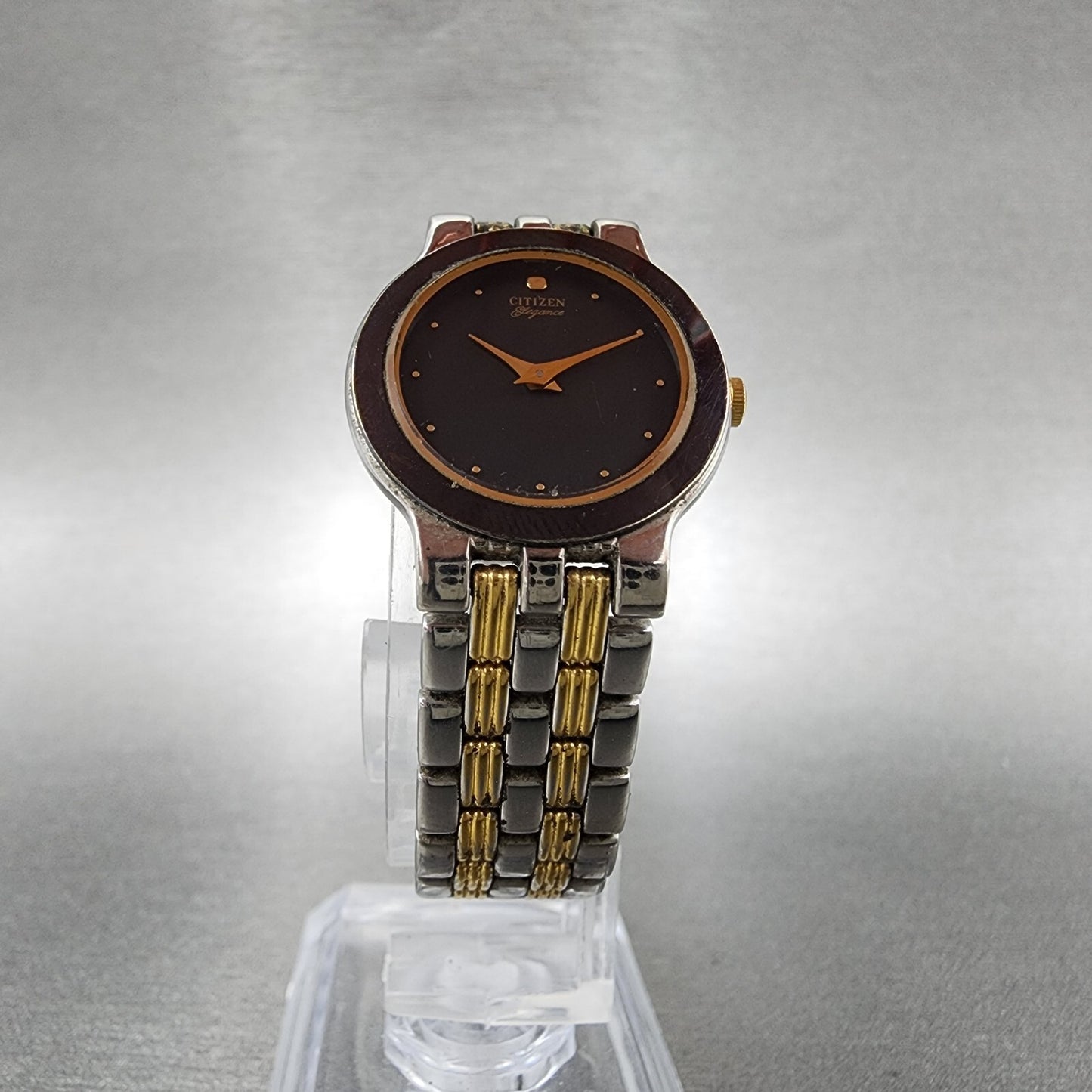 Citizen Elegance Watch Women 23mm Black Dial Two Tone Round 3220325311 New Batt5