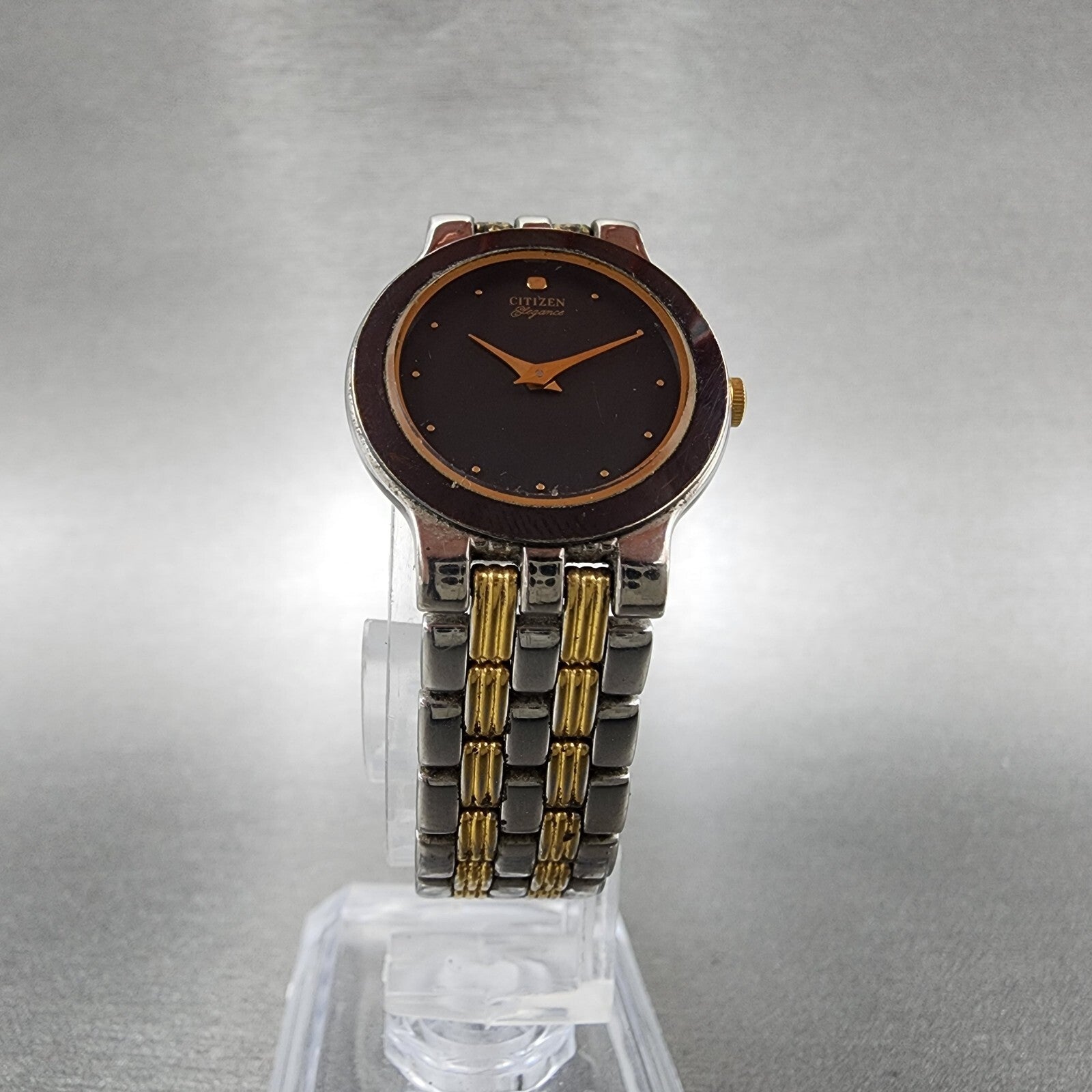 Citizen Elegance Watch Women 23mm Black Dial Two Tone Round 3220325311 New Batt5