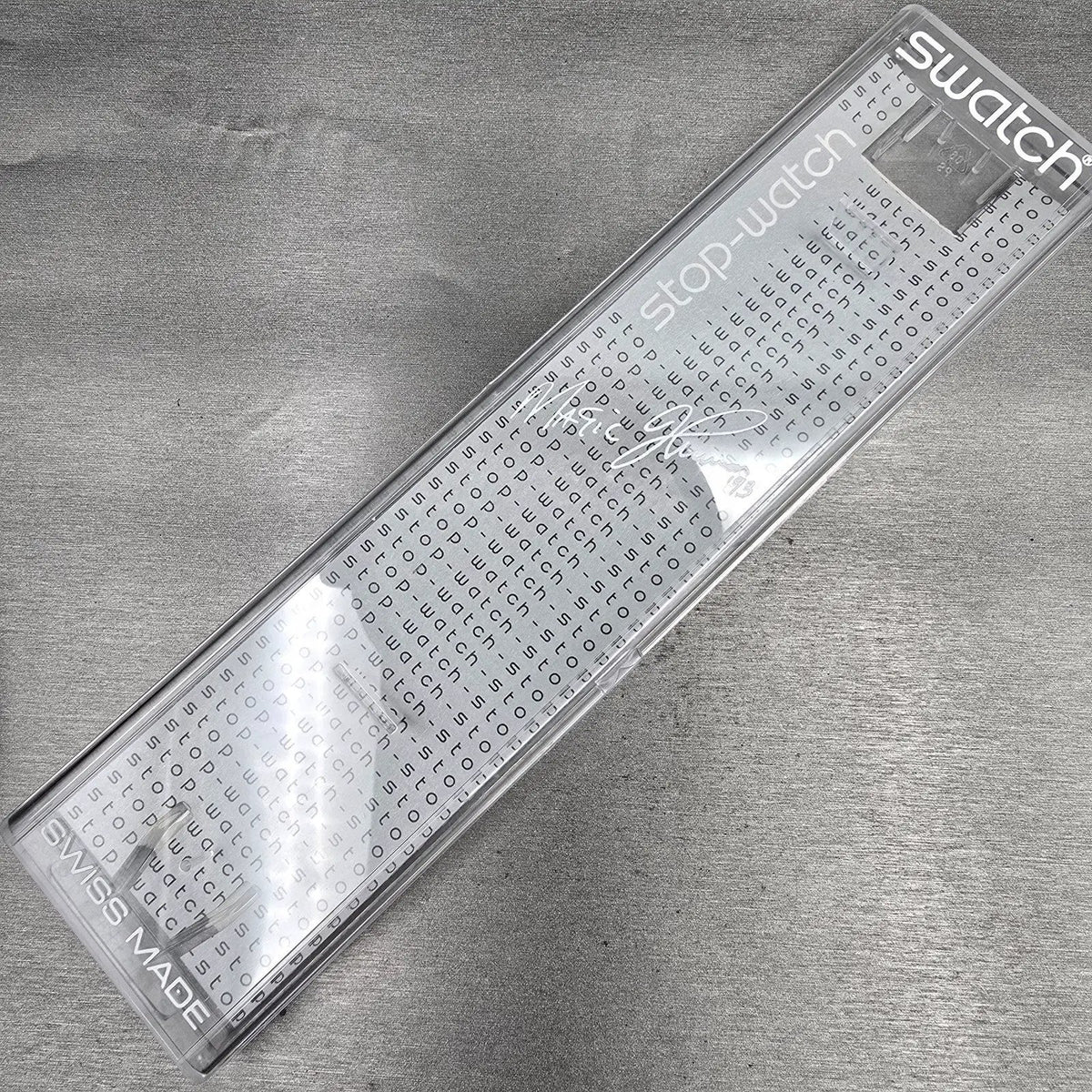 Swatch Stop-Watch Jess'Rush Watch Men 34mm Black Dial SSB100 New Battery NOS14