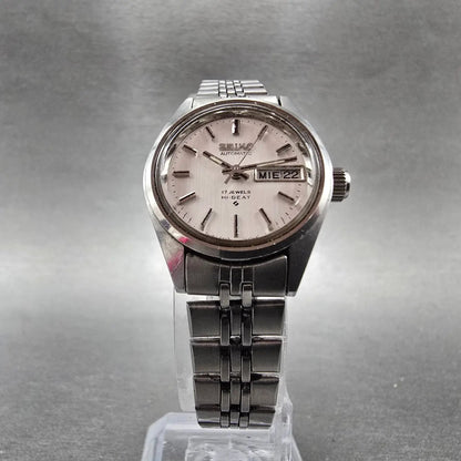 Seiko Automatic Watch Women 24mm Silver Dial Silver Tone Daydate 2906-0019 Runs6
