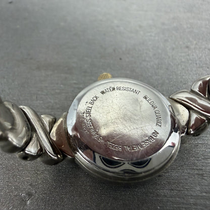 Bulova Watch Women 20mm White Dial Two Tone Round Bracelet 98T23 New Battery9