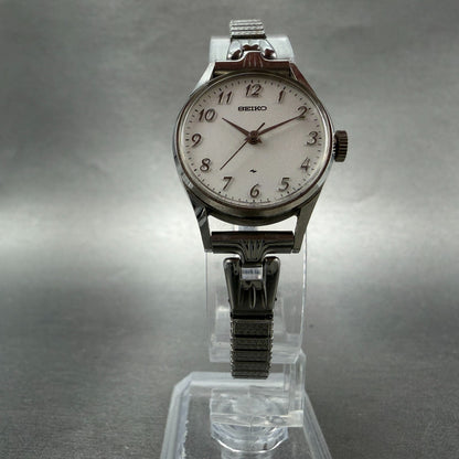 Seiko Watch Women 23mm White Dial Silver Tone Manual Wind 1104-0031 Runs MNy5