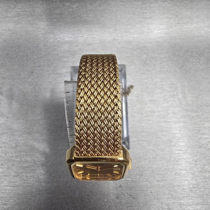 Seiko Tank Watch Women 18mm Gold Dial Gold Tone Rectangle 1400-8089 New Battery4