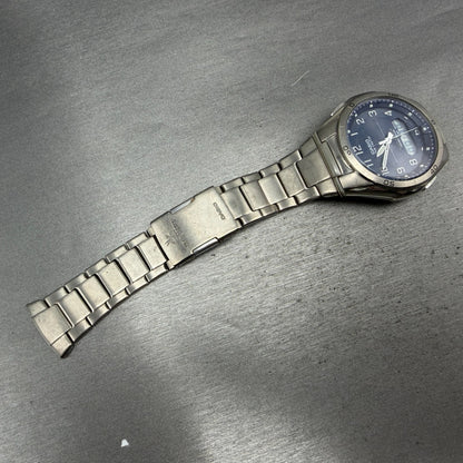 Casio Wave Ceptor Watch Men 42mm Blue Dial Steel Solar Analog Digital READ!!!!!!6