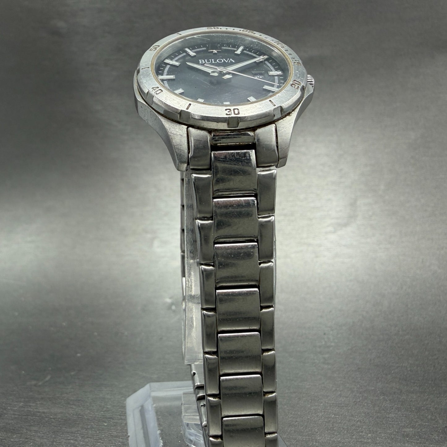 Bulova Dive Watch Women 30mm Black Dial Silver Tone Date 96M161 New Battery5