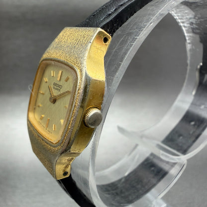 Seiko Watch Women 18mm Champagne Dial Gold Tone Rectangle 2320-5269 New Batt NJK2