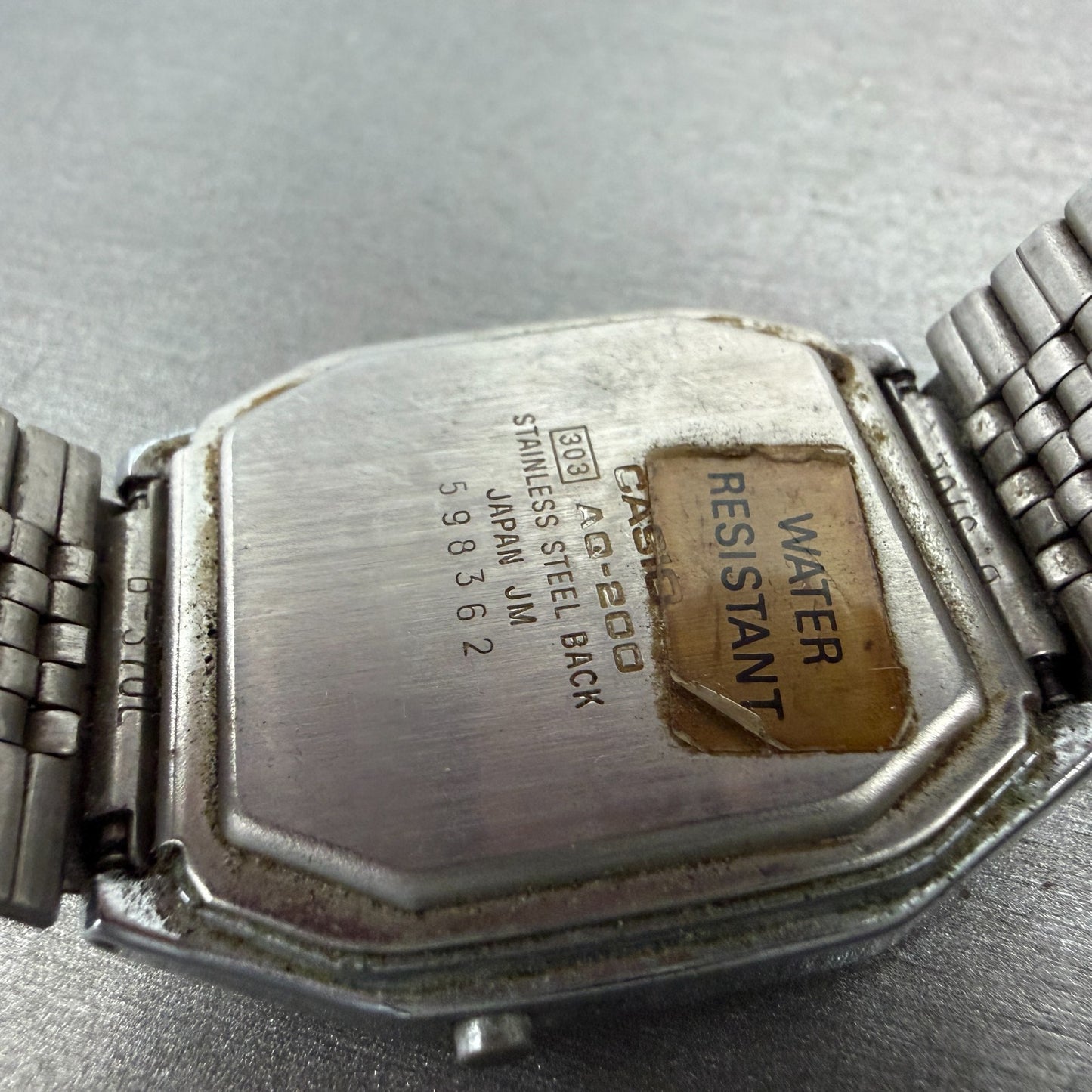 Casio Analog Digital Watch Men 32mm Silver Dial Silver Tone Alarm AQ-200 PARTS10