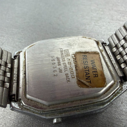 Casio Analog Digital Watch Men 32mm Silver Dial Silver Tone Alarm AQ-200 PARTS10