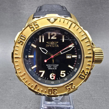 Invicta Specialty GMT Watch Men 50mm Black Dial Gold Tone Date F0058 New Batt JK0