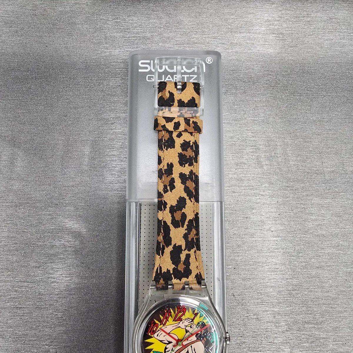 Swatch OONGAWAH! Watch Men 34mm Green Dial Clear Case GK193 New Battery NOS3