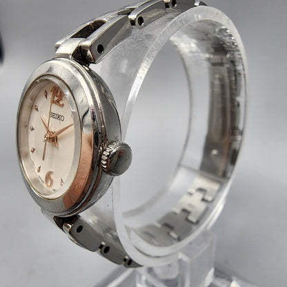 Seiko Watch Women 21mm White Dial Silver Tone Round 1N01-0PK0 New Battery
