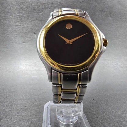 Movado Museum Watch Men 34mm Black Dial Two Tone Round 81-E4-0863 New Battery NR5