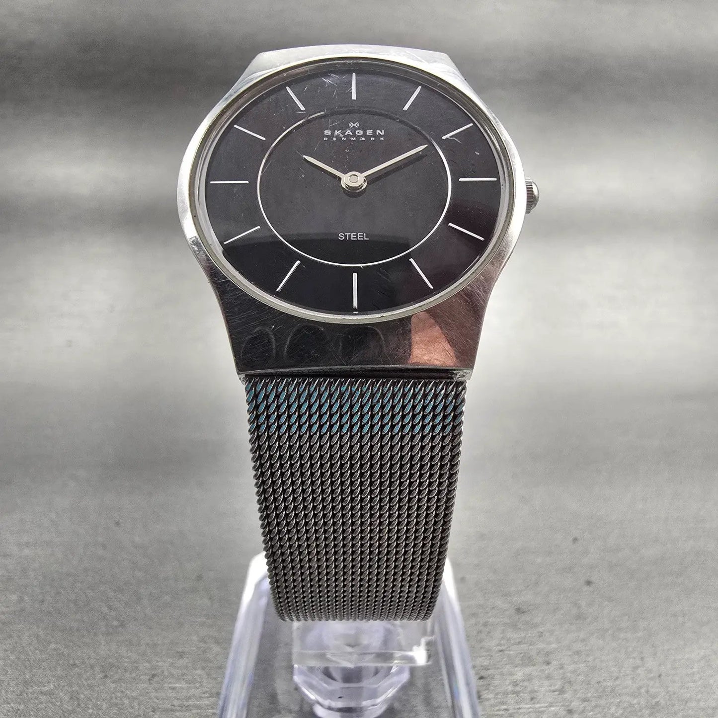 Skagen Steel Watch Women 29mm Black Dial Silver Tone Round 233SSSB New Battery5
