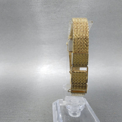 Seiko Tank Watch Women 13mm Champagne Dial Gold Tone 1e205040 New Battery7