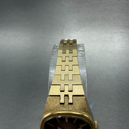 Seiko Watch Women 19mm Brown Dial Gold Tone Rectangle Manual Wind Runs 11-3949 04