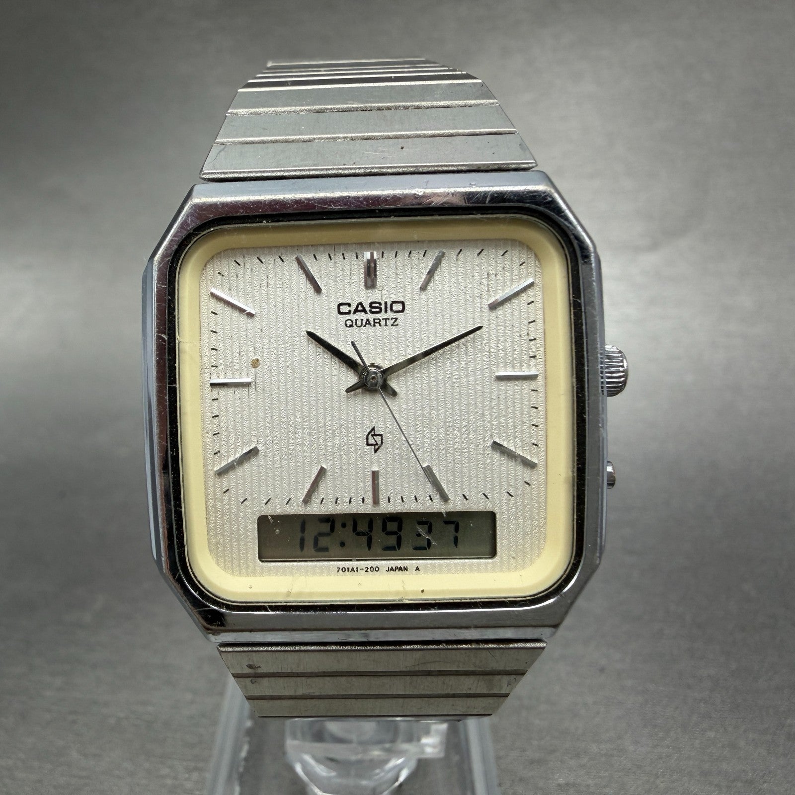 Casio AQ-331 Watch Men 31mm White Dial Silver Tone Chrono READ!!!!!! New Battery0