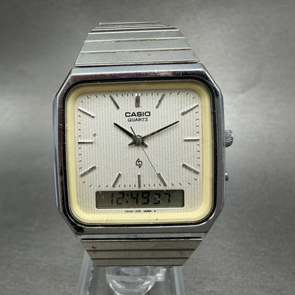 Casio AQ-331 Watch Men 31mm White Dial Silver Tone Chrono READ!!!!!! New Battery0