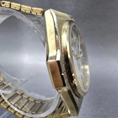 Seiko SQ Watch Men 38mm Gold Dial Gold Tone Daydate 8123-6009 New Battery VTG3