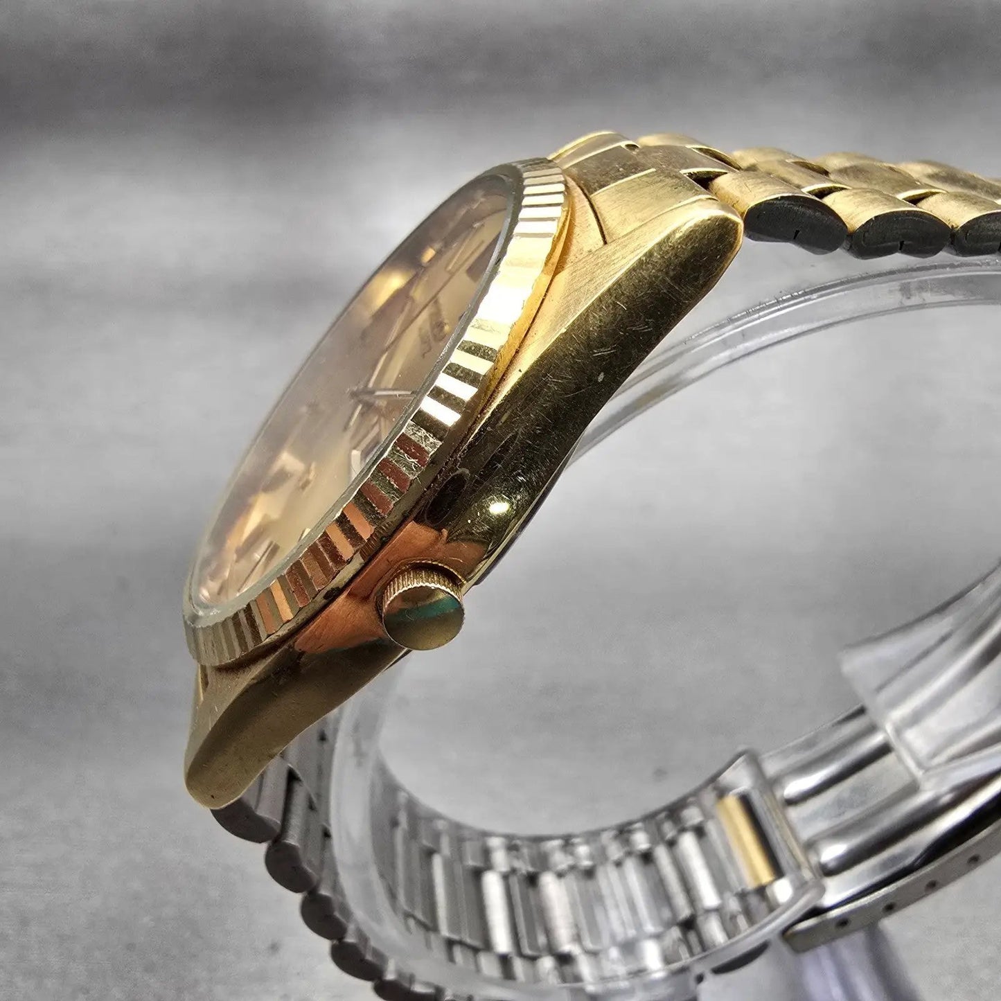Seiko President Watch Men 36mm Gold Dial Gold Tone Daydate 5H23-8020 New Battery3