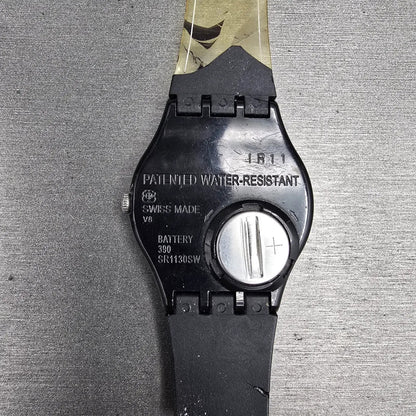 Swatch 1920 Watch Men 34mm Black Dial Black Case Round GB275 New Battery READ8