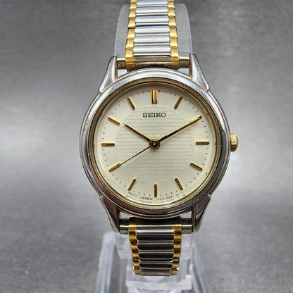 VTG Seiko Watch Women 24mm Champagne Dial Two Tone Round V701-1930 New Battery