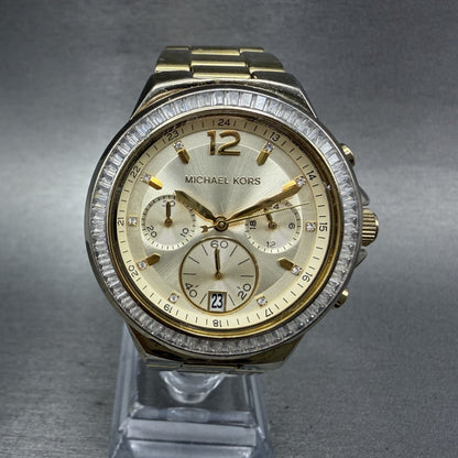 Michael kors Chronograph Watch Women 38mm Champagne Dial Gold Tone Date New Batt0