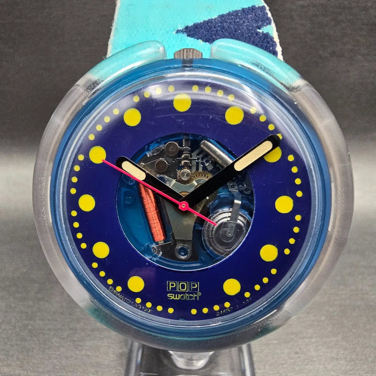 Swatch Pop Photofish Watch Women 47mm Blue Dial Round PWN101 New Battery VTG1