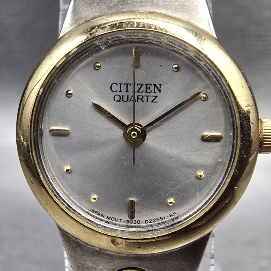 Citizen Watch Women 21mm Silver Dial Two Tone Round 5930-S99116 New Battery JP1
