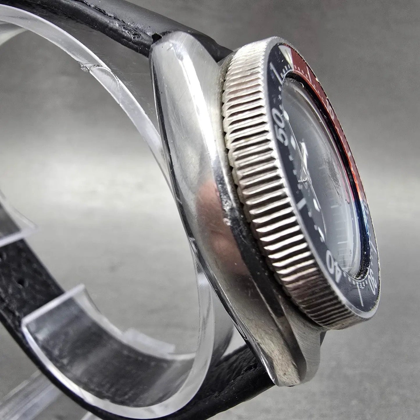 Seiko Pepsi Dive Watch Women 34mm Black Dial Steel Date Automatic 4205-014B Runs3