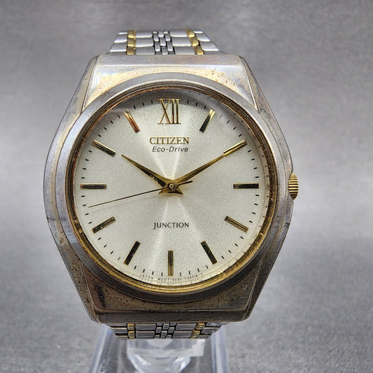 Citizen Eco-Drive Junction Watch Men 35mm Silver Dial Two Tone Round E030 Runs A