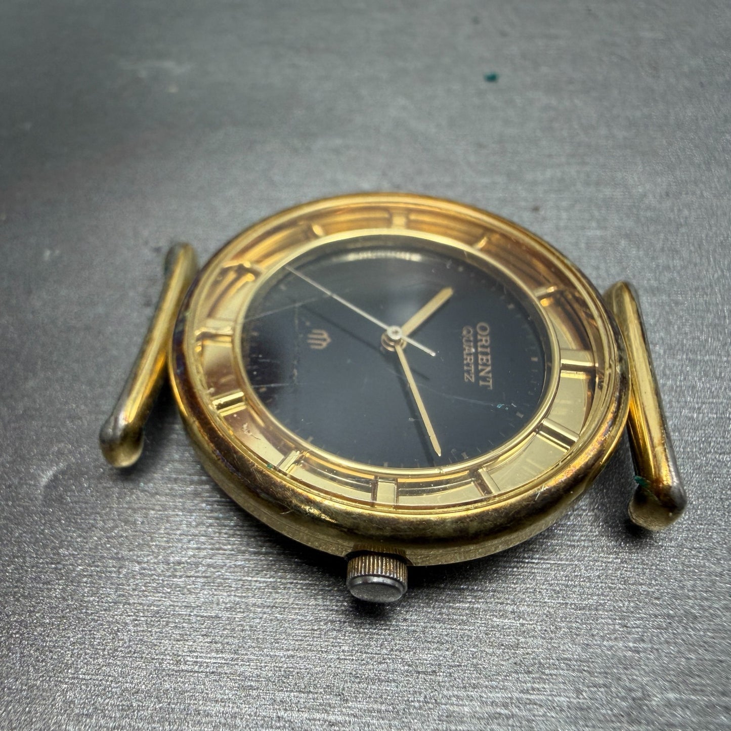 Orient Watch Men 31mm Black Dial Gold Tone Round I515406-00 PARTS Vintage6