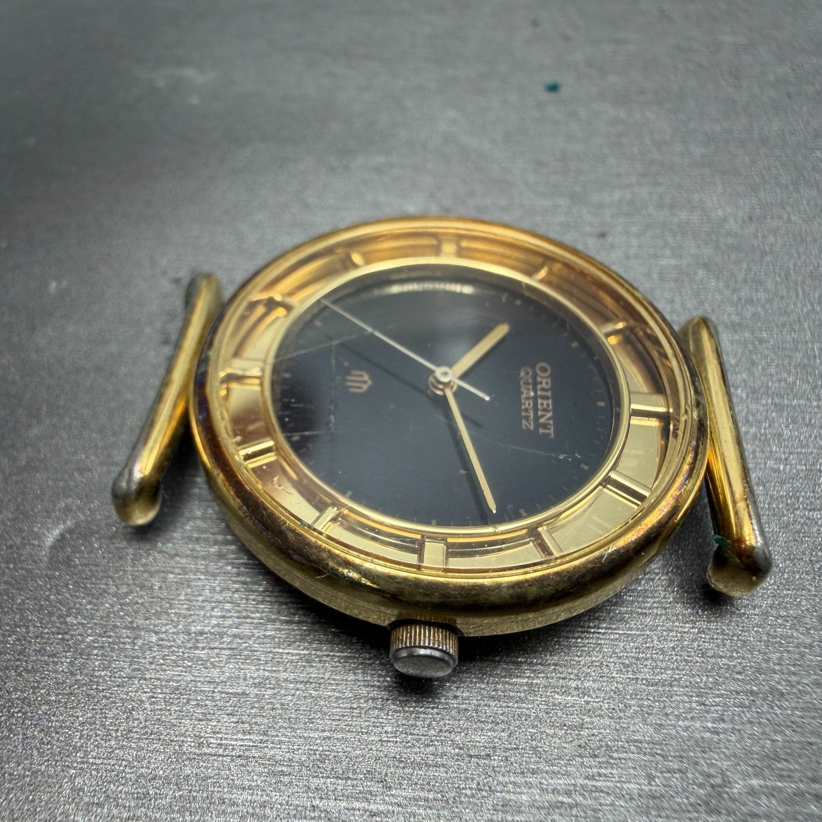 Orient Watch Men 31mm Black Dial Gold Tone Round I515406-00 PARTS Vintage6