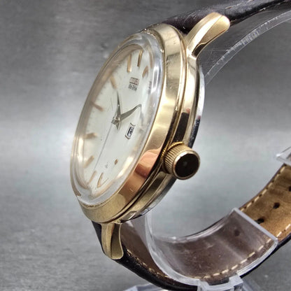 Citizen Eco-Drive Watch Men 40mm White Dial Rose Gold Tone Date E111-S079748 Run2