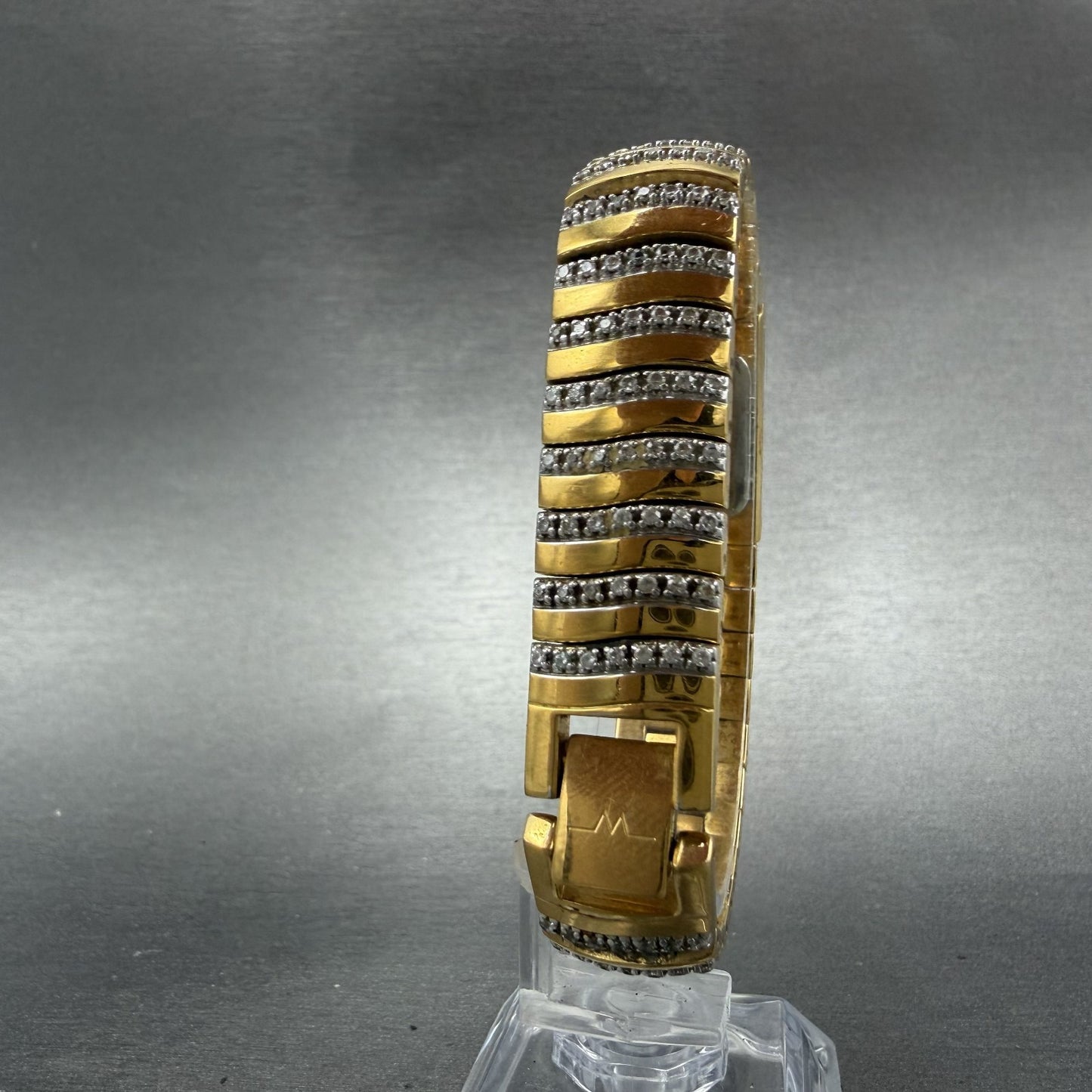 Wittnauer Tank Watch Women 14mm MOP Dial Gold Tone Diamond Bezel 12L05 New Batt7
