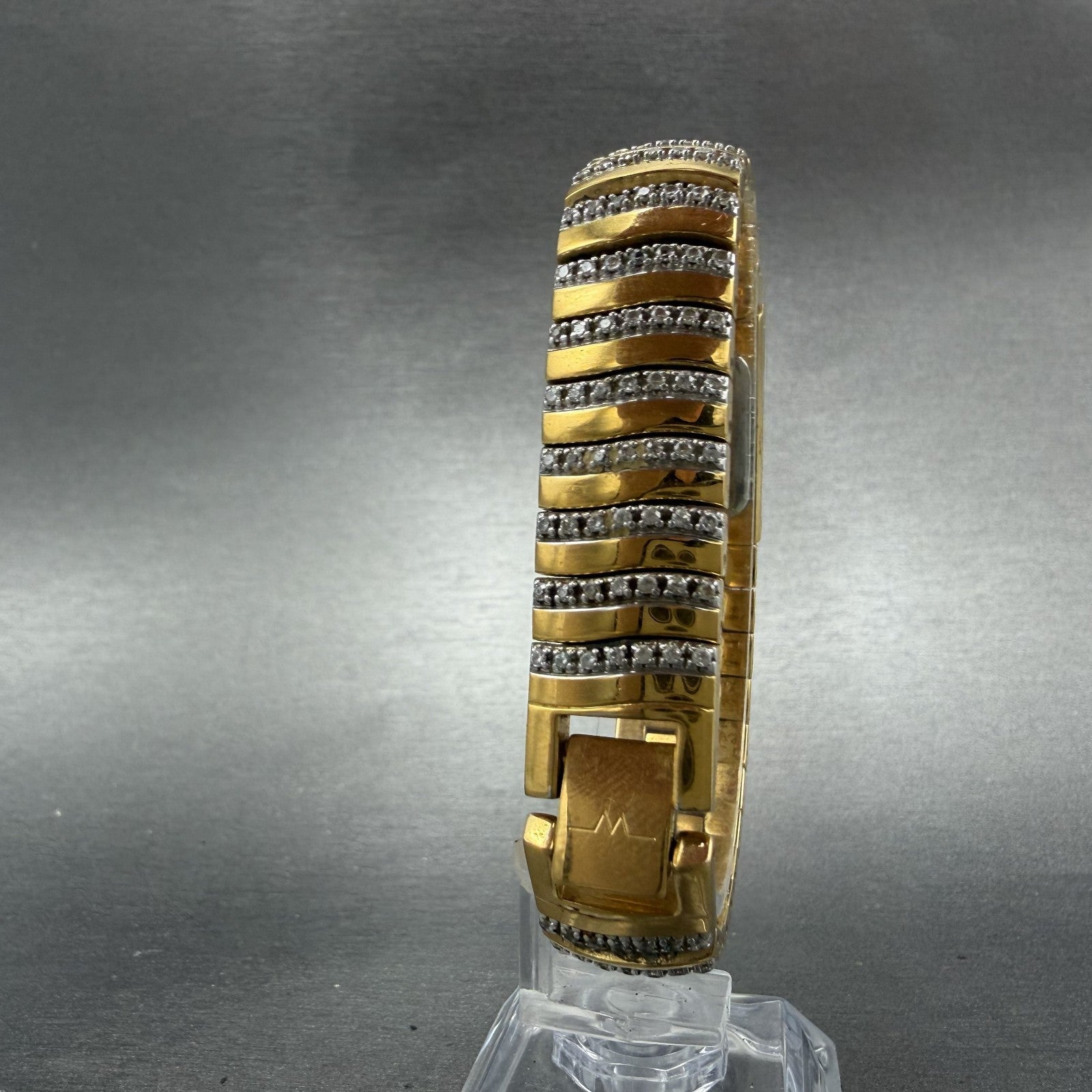 Wittnauer Tank Watch Women 14mm MOP Dial Gold Tone Diamond Bezel 12L05 New Batt7