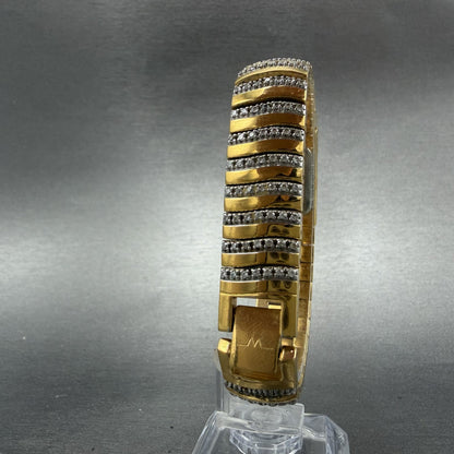 Wittnauer Tank Watch Women 14mm MOP Dial Gold Tone Diamond Bezel 12L05 New Batt7