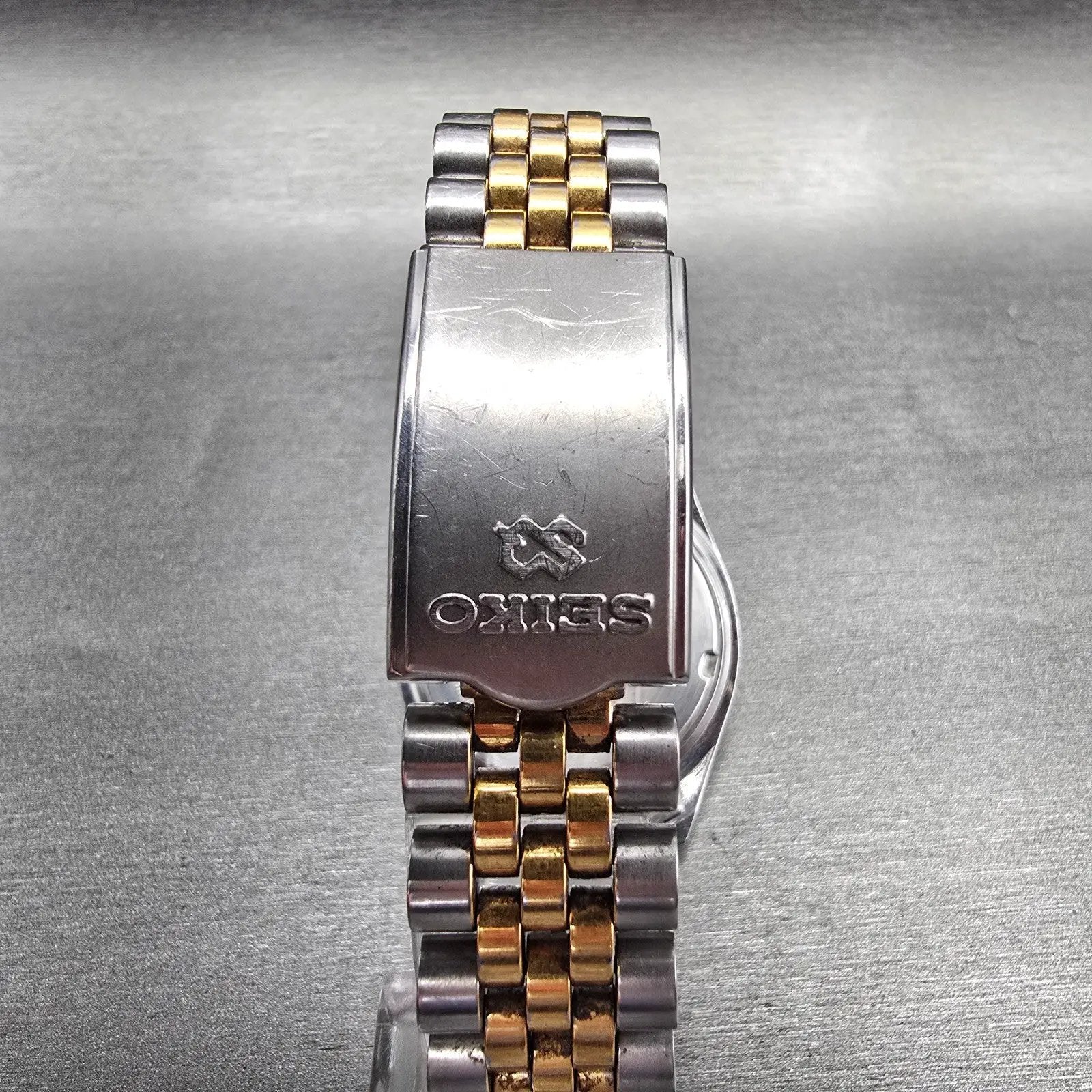 Seiko President Watch Men 35mm Silver Dial Two Tone Daydate 5Y23-8A68 New Batt7