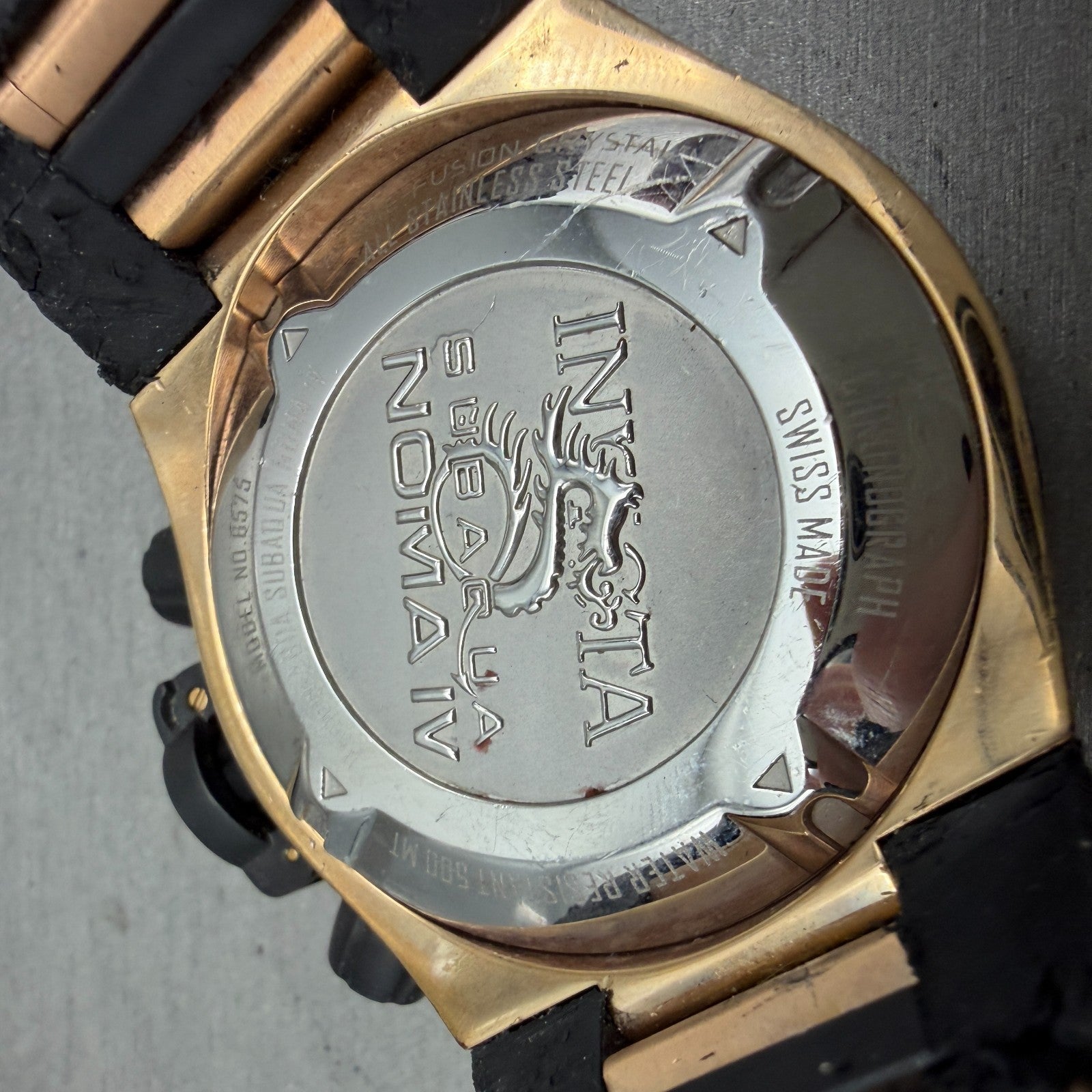Invicta Subaqua Noma IV Chronograph Watch Men 50mm Black Dial Gold Tone New Batt6