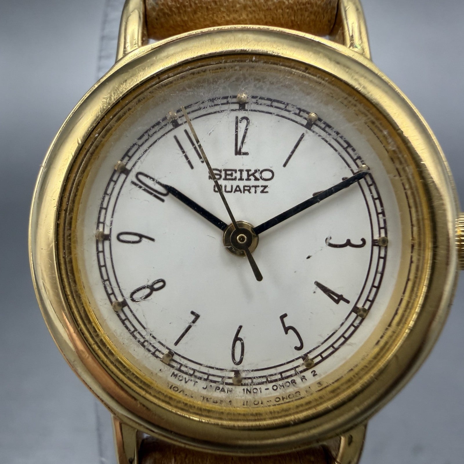 Seiko Watch Women 21mm Cream Dial Gold Tone Round 1N01-0E29 New Battery Vintage1