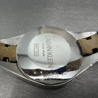 Calvin Klein Watch Women 29mm Silver Dial Silver Tone Round New Battery9