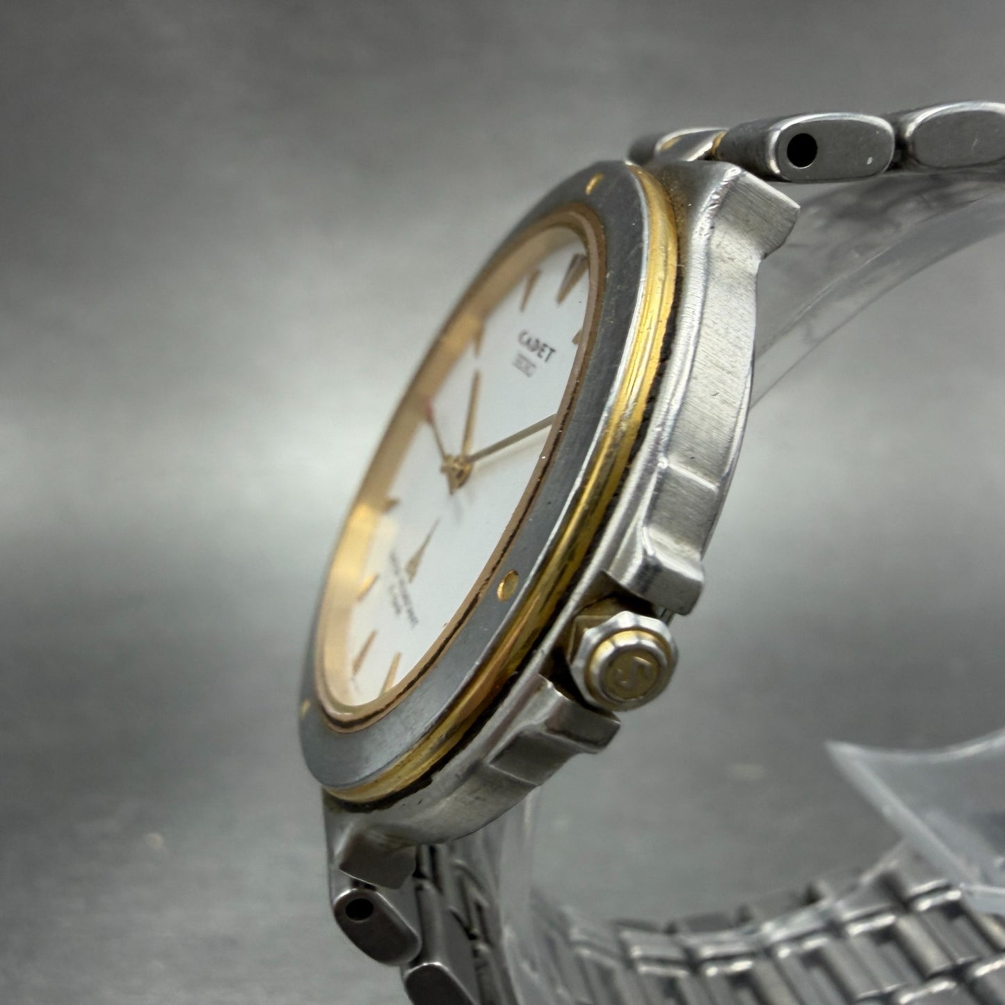 Seiko Cadet Watch Men 34mm White Dial Two Tone Round 5P31-6C50 New Battery2