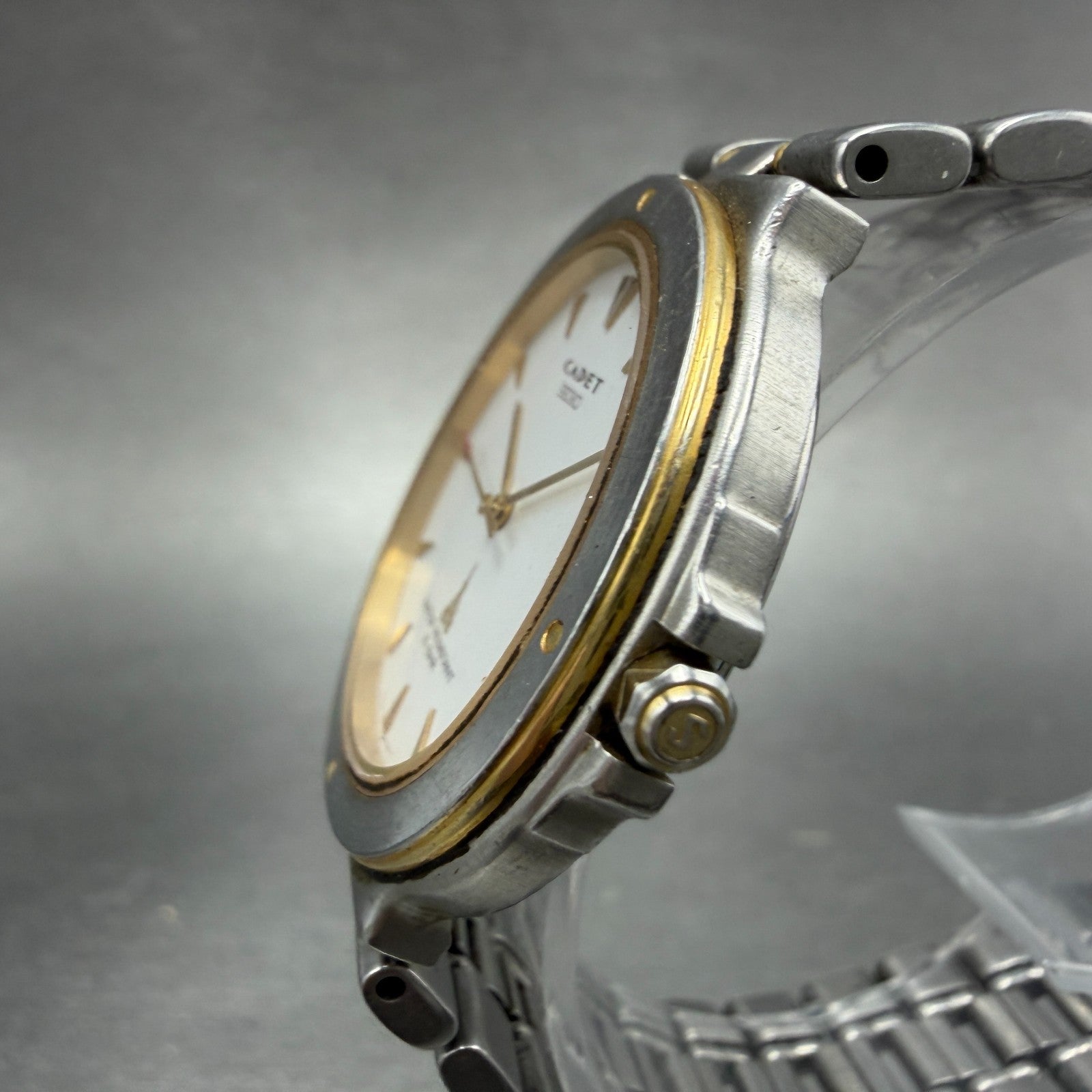Seiko Cadet Watch Men 34mm White Dial Two Tone Round 5P31-6C50 New Battery2