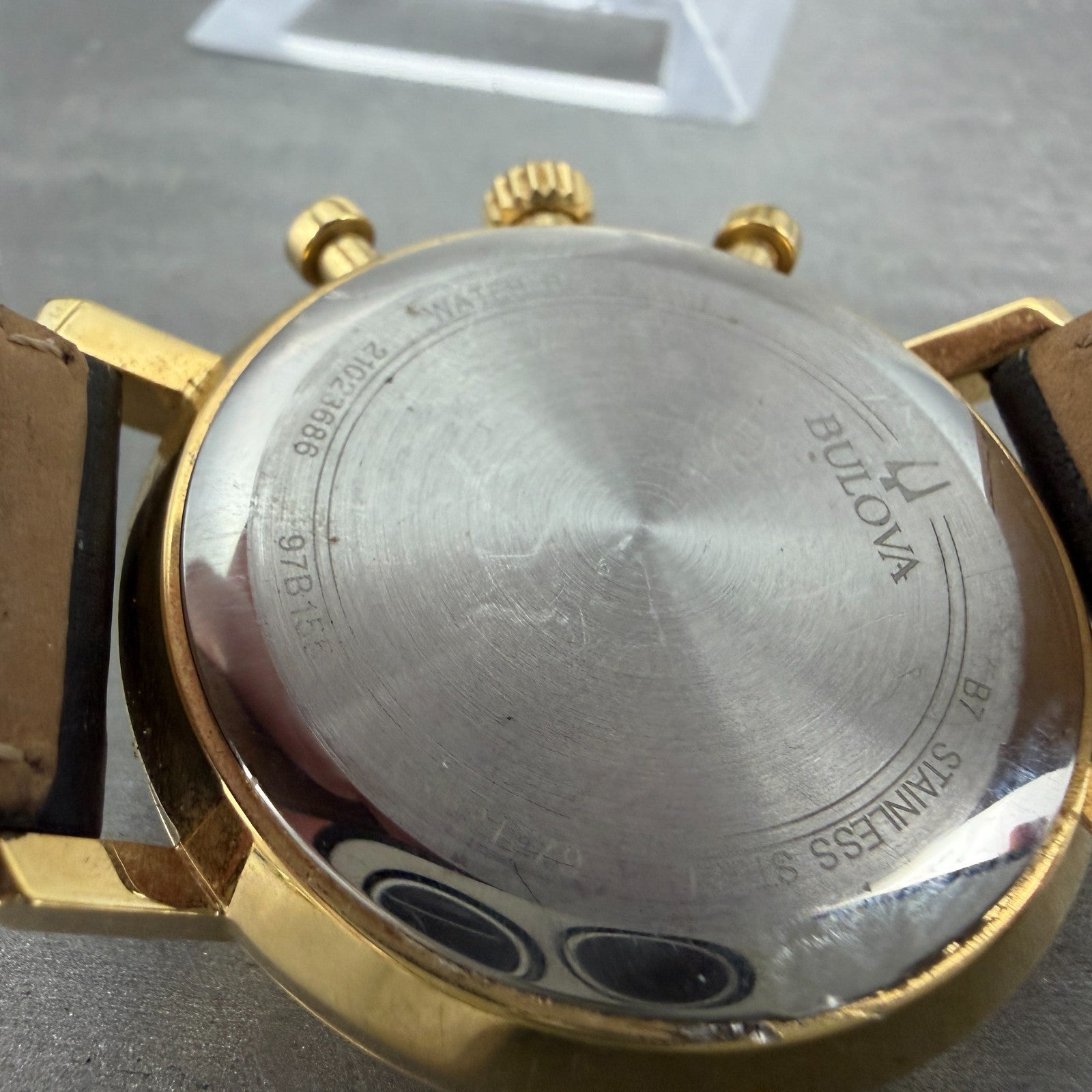 Bulova Chronograph Watch Men 41mm Silver Dial Gold Tone Date 97B155 New Battery9