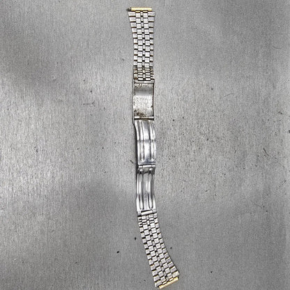 Seiko SQ Bracelet 17mm Stainless Steel Two Tone Tri Folding Clasp VTG Japan B2748