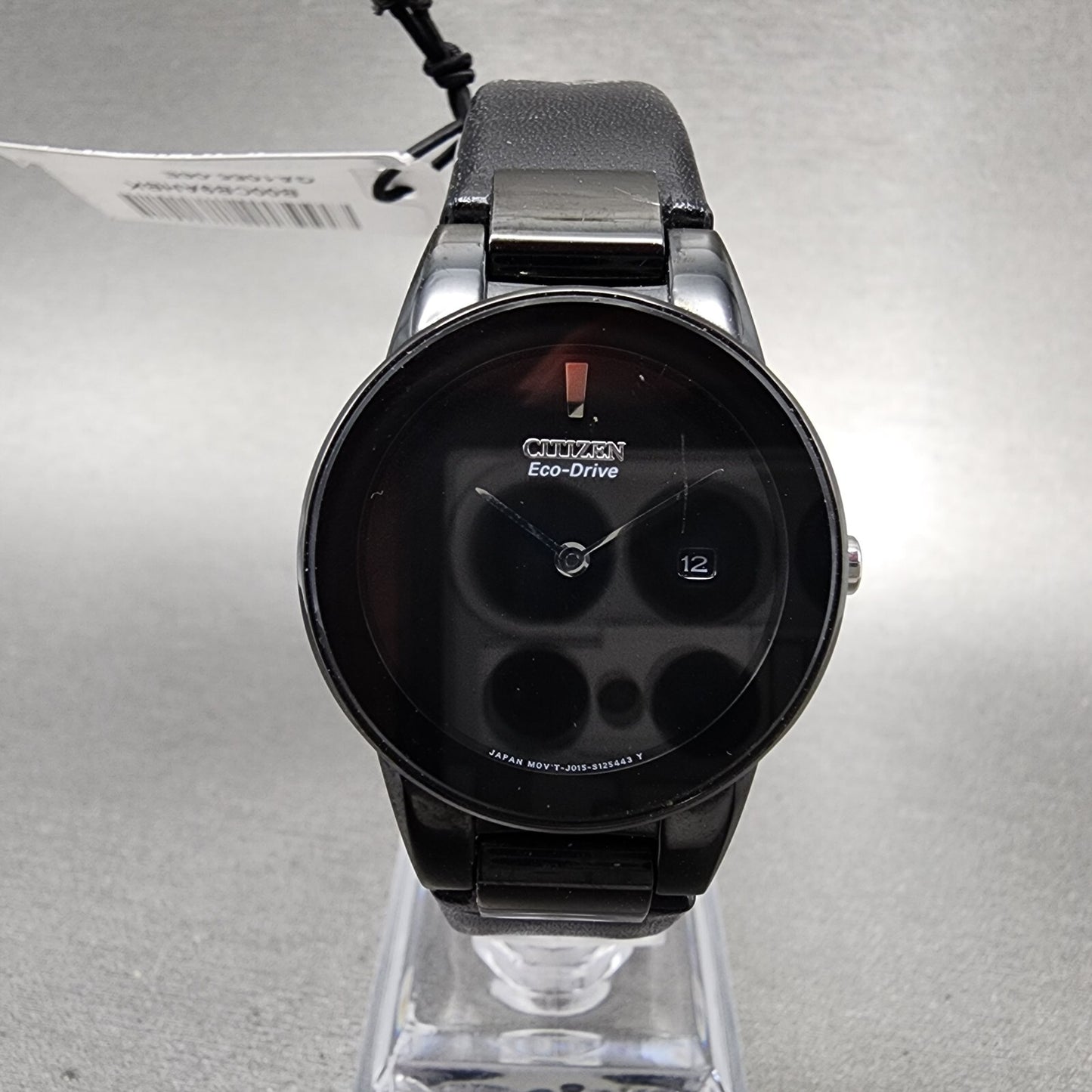 Citizen EcoDrive Axiom Watch Women 30mm black Dial Black Tone Date Round Runs0