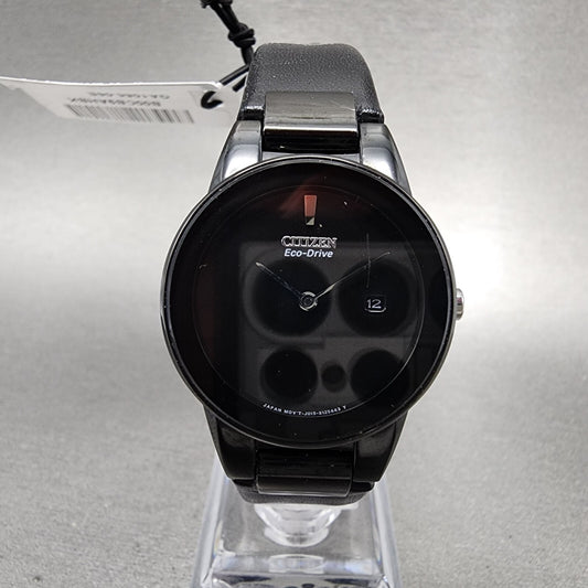 Citizen EcoDrive Axiom Watch Women 30mm black Dial Black Tone Date Round Runs0